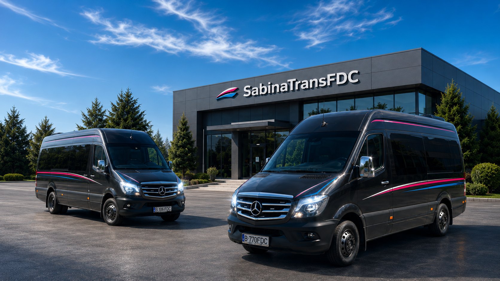 Microbuze negre SabinaTransFDC la sediu